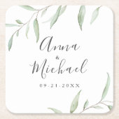 Minimale bruinrustige bruiloft vierkante kartonnen onderzetter (Voorkant)