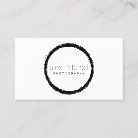 Minimale Brushstroke Circle Fotograaf Visitekaartje (Voorkant)