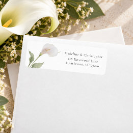 Minimale Calla-lelie-huwelijksretouradres Etiket