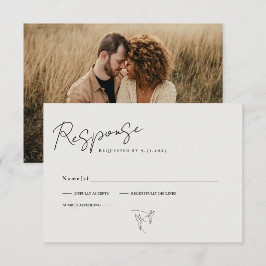 Minimale Calligrafie Script Foto RSVP Kaartje (Voorkant / Achterkant)
