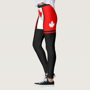 Minimale Canadese kleuren met een Maple op zwart Leggings