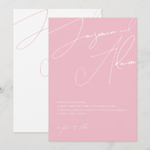 Minimale Candy Roze Script Typografie Trouwen Kaart