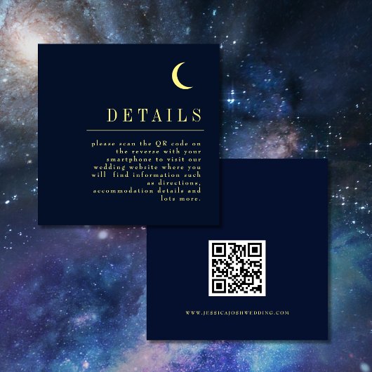 Minimale Celestial Navy Star QR Code Bruiloft Deta Informatiekaartje