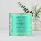 Minimale Champaigne Gold Black Confetti Mint Aqua Kaart (Staand voorkant)
