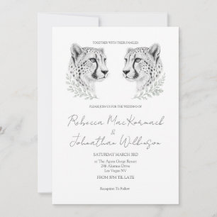 Minimale Cheetah Chic Zwar Schrift Big Cat Bruilof Kaart