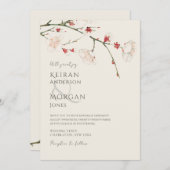 Minimale Cherry Blossom Bruiloft Kaart (Voorkant / Achterkant)