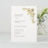 Minimale Cherry Blossom Gold Chic Botanical Weddin Kaart (Staand voorkant)