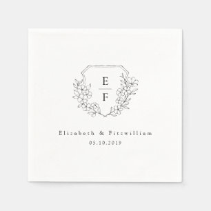Minimale Cherry Blossom Monogram Crest Wedding Servet
