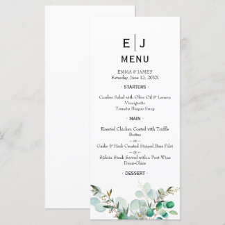 Minimale Chic Groene Huwelijksmenu Menu
