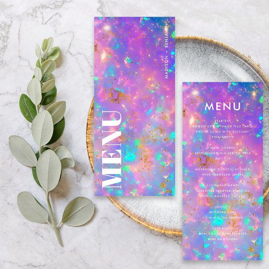 Minimale Chic Opal Stone Gouden Feest Menu Sjabloo