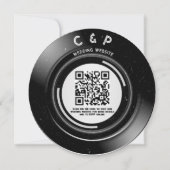 Minimale Chic Retro Vinyl Record Wedding QR-code Feestdagenkaart (Voorkant)