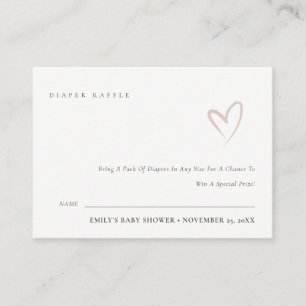 Minimale Chic Roze Hart Luierraffle Baby Shower Informatiekaartje
