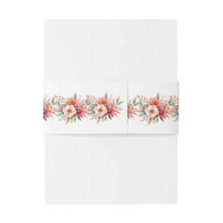 Minimale Chic Terracotta Witte Monogram Bloemen Uitnodigingen Wikkel