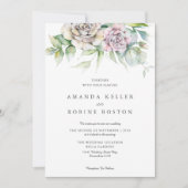 Minimale Chic Waterverf Floral Wedding Kaart (Voorkant)