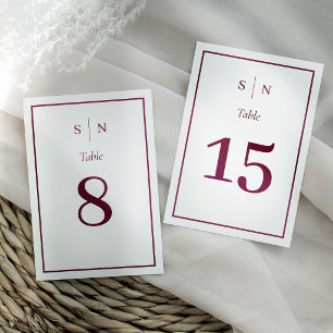 Minimale Chic   Witte en bordeauxrode rand trouwka Kaart