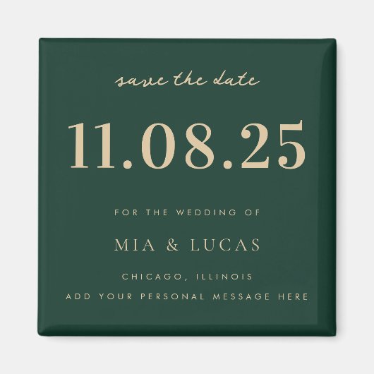 Minimale chique bruiloft datum niet-foto opslaan v magneet (Voorkant)