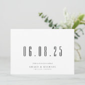 Minimale chique bruiloft datum niet-foto opslaan v save the date (Staand voorkant)