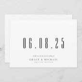 Minimale chique bruiloft datum niet-foto opslaan v save the date (Voorkant / Achterkant)