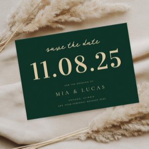 Minimale chique bruiloft datum niet-foto opslaan v save the date