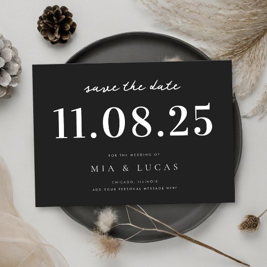 Minimale chique bruiloft datum niet-foto opslaan v save the date