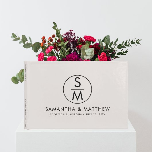 Minimale chique bruiloft Monogram bruid en bruideg Gastenboek