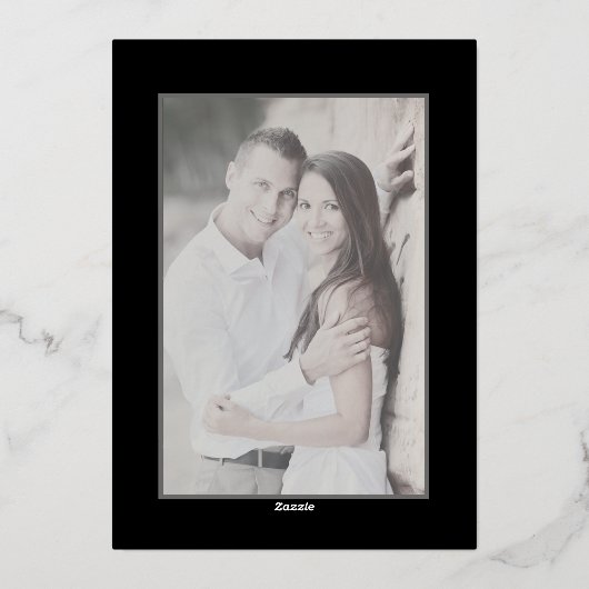 Minimale Chique Elegant Zwart Goud Save the Date Folie Uitnodiging (Achterkant)