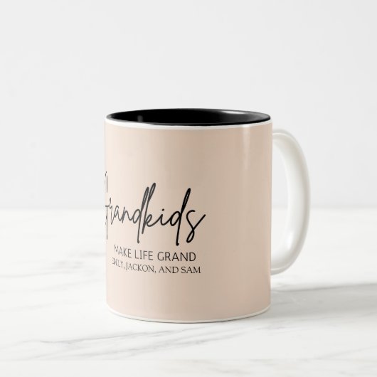 Minimale chique kleinkinderen maken het leven groo tweekleurige koffiemok (Voorkant rechts)