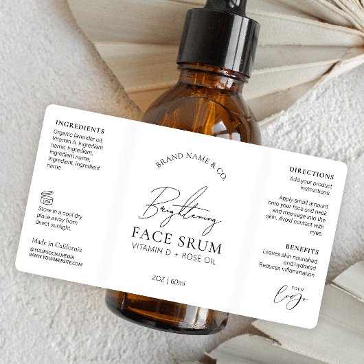 Minimale chique Logo serum 2OZ druppelpompfles Etiket