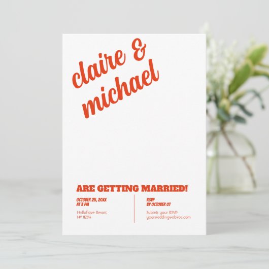 Minimale chique retro bruiloft uitnodigingen (Staand voorkant)