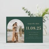 Minimale chique trouwfoto bewaar de datum save the date (Staand voorkant)