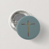 Minimale Christelijke Cross Blue Green Ronde Button 3,2 Cm (Voorkant /achterkant)