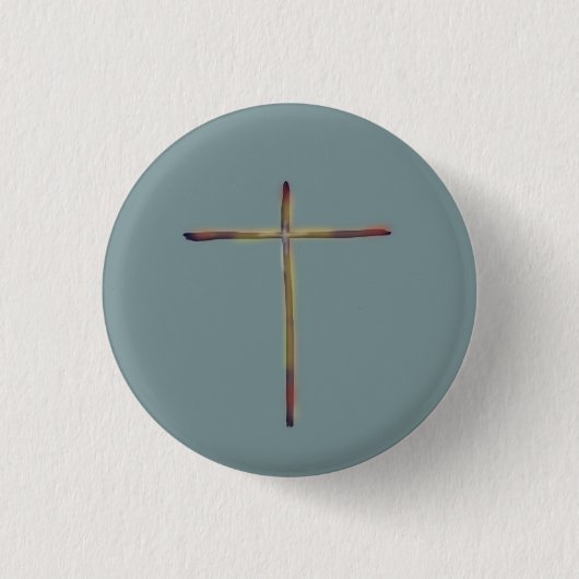 Minimale Christelijke Cross Blue Green Ronde Button 3,2 Cm (Voorkant)