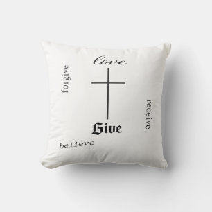 Minimale christelijke kruistypografie Liefde Ver Kussen