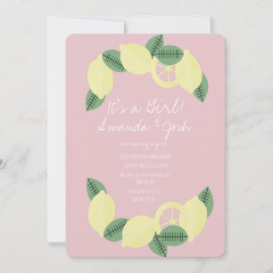 Minimale citroen citrus krans meisjes baby shower kaart