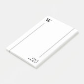 Minimale Clean Grey Lines Monogram & Naam Post-it® Notes (Schuin)