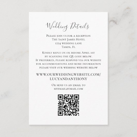 Minimale code QR-code voor Bourgogne-bruiloft Informatiekaartje (Voorkant)