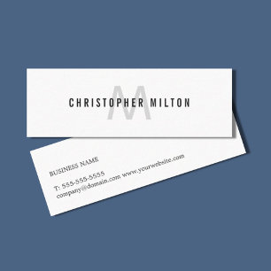 Minimale consultant voor witte lichtgrijs monogram mini visitekaartje