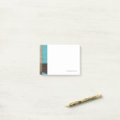 Minimale contemporay-schildering met diepe kleur post-it® notes (Op bureau)