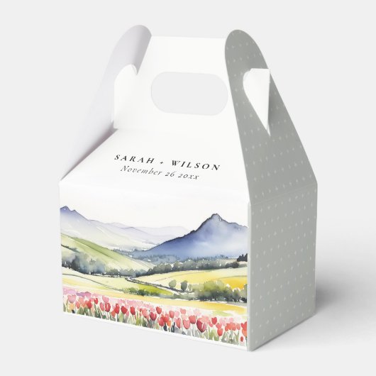 Minimale Country Spring Floral Landschap Trouwen i Bedankdoosjes (Achterkant)