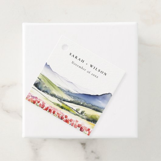 Minimale Country Spring Floral Landschap Trouwen i Bedankjes Labels (In situ)