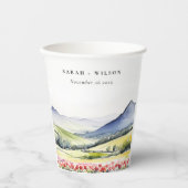 Minimale Country Spring Floral Landschap Trouwen i Papieren Bekers (Voorkant)