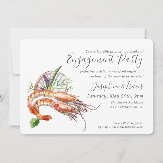 Minimale Crawfish Kook Rehearsal Dinner Oceaanblau Kaart (Voorkant)