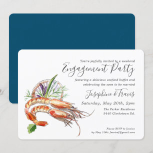 Minimale Crawfish Kook Rehearsal Dinner Oceaanblau Kaart
