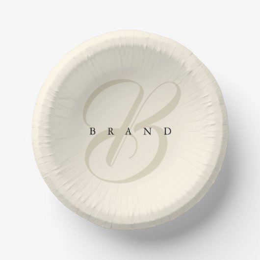 Minimale Cream Beige Elegant Monogram Company Papieren Kommen (Voorkant)