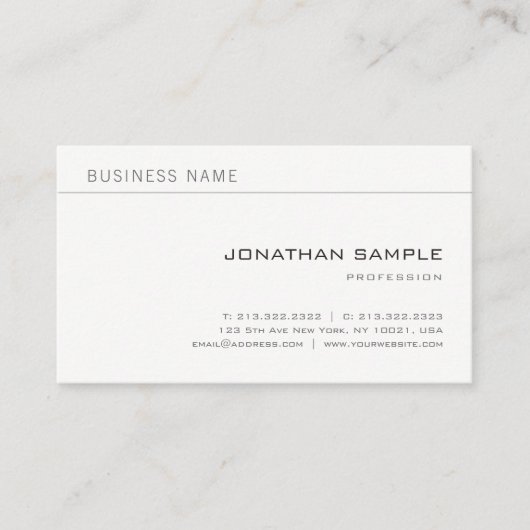 Minimale Creative Professional Modern Plain Chic Visitekaartje (Voorkant)
