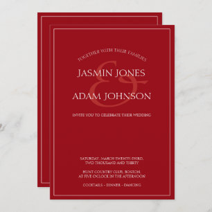 Minimale Crimson Red Script bruiloft uitnodiging
