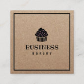 Minimale cupcake Home Bakery Rustic Kraft Vierkante Visitekaartje (Voorkant)