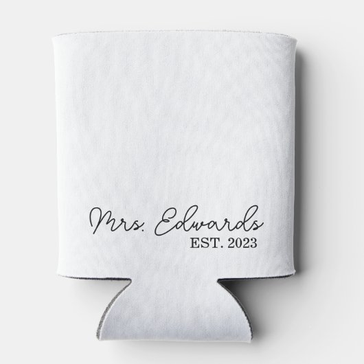 Minimale cursieve Mrs Custom Last Name Wedding Gif Blikjeskoeler (Achterkant)