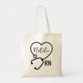 Minimale Custom Nurse Naam Stethoscoop Hart Tote Bag (Voorkant)