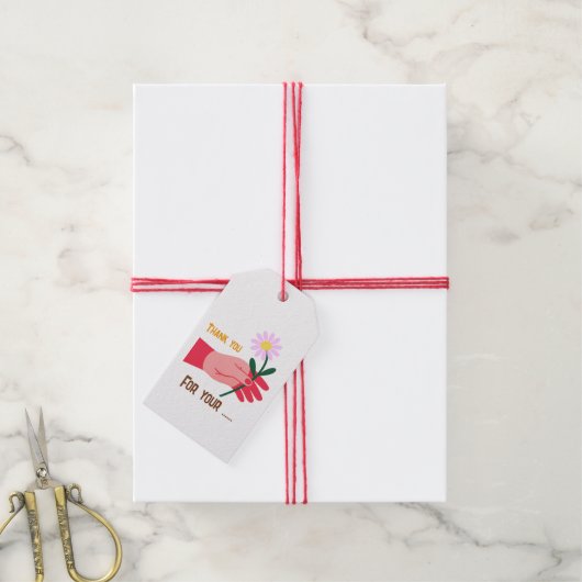 Minimale Daisy Bedankt Cadeaulabel (Met Touw)